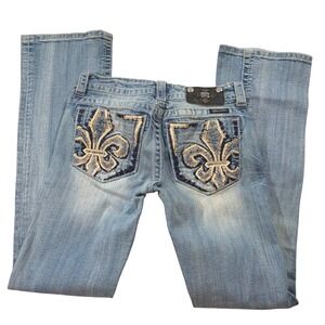 Y2K Mcbling Sleazy Trashy Miss Me Bootcut Jeans Studded Low Rise Size 27